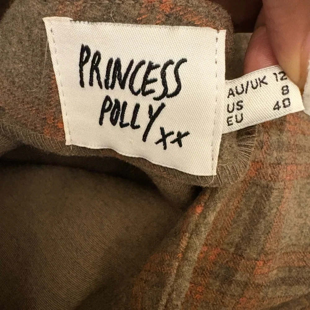 Princess Polly Plaid A-Line Mini Skirt | Brown & Orange | Size 8